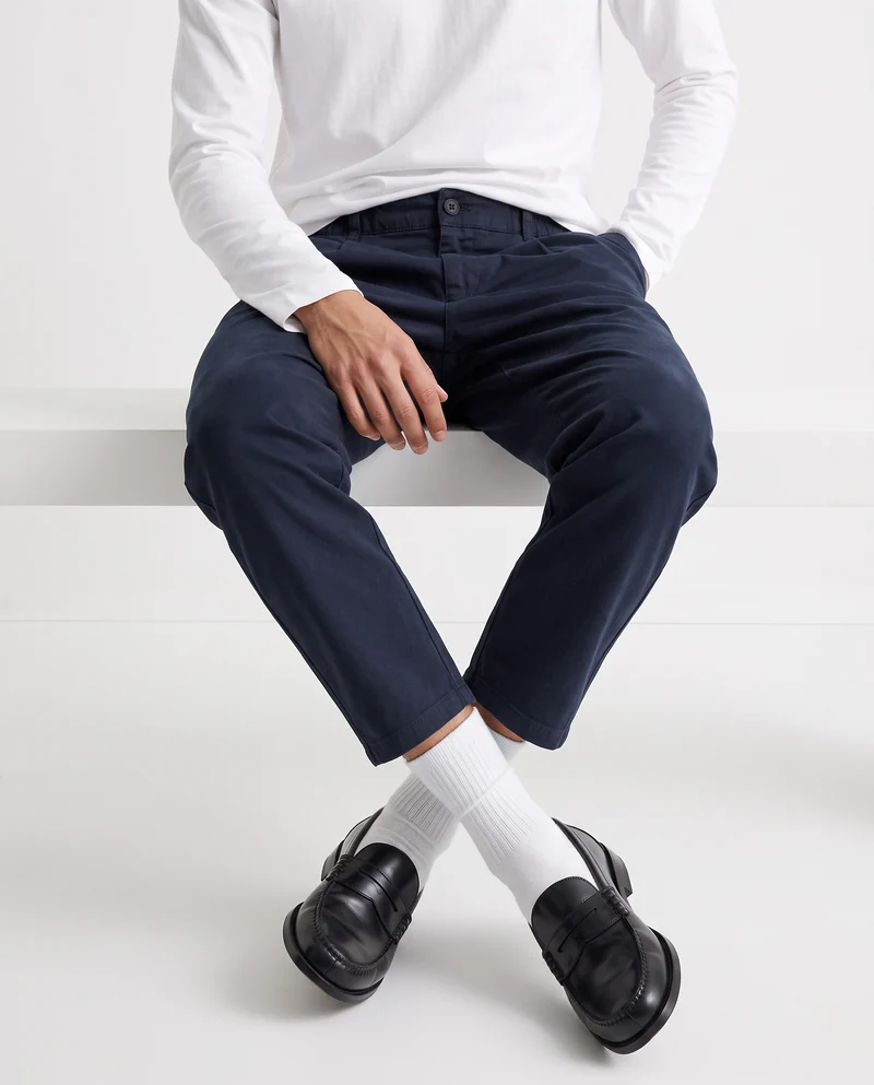 Pantaloni Chino Jogger in Twill Elasticizzati - Blu