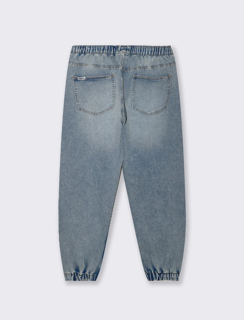 Jeans Jogger Regular Fit Blu Medio Elasticizzati - Denim