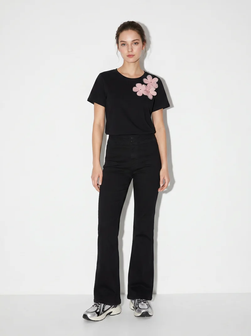 Jeggins bootcut vita alta eleganti - Nero