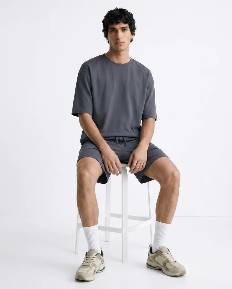 Bermuda Jogger Relaxed Fit in Cotone - Avion