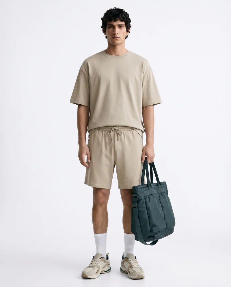 Bermuda Jogger Relaxed Fit in Cotone - Grigio stone