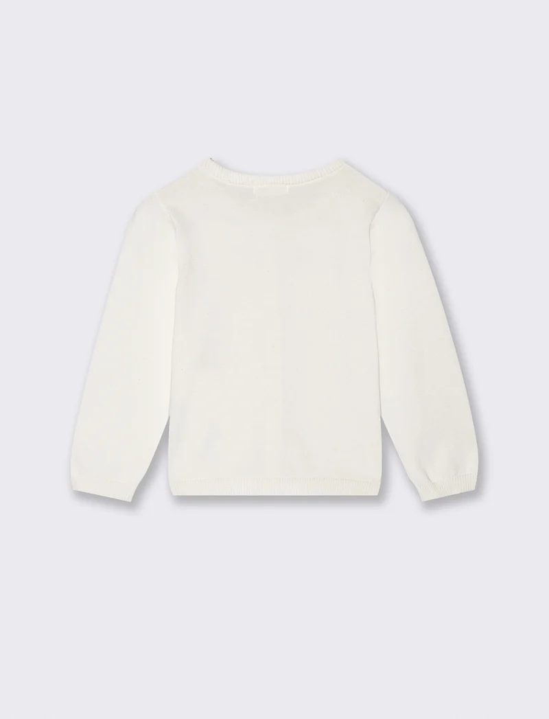 Maglietta con colletto in cotone elegante - Bianco latte