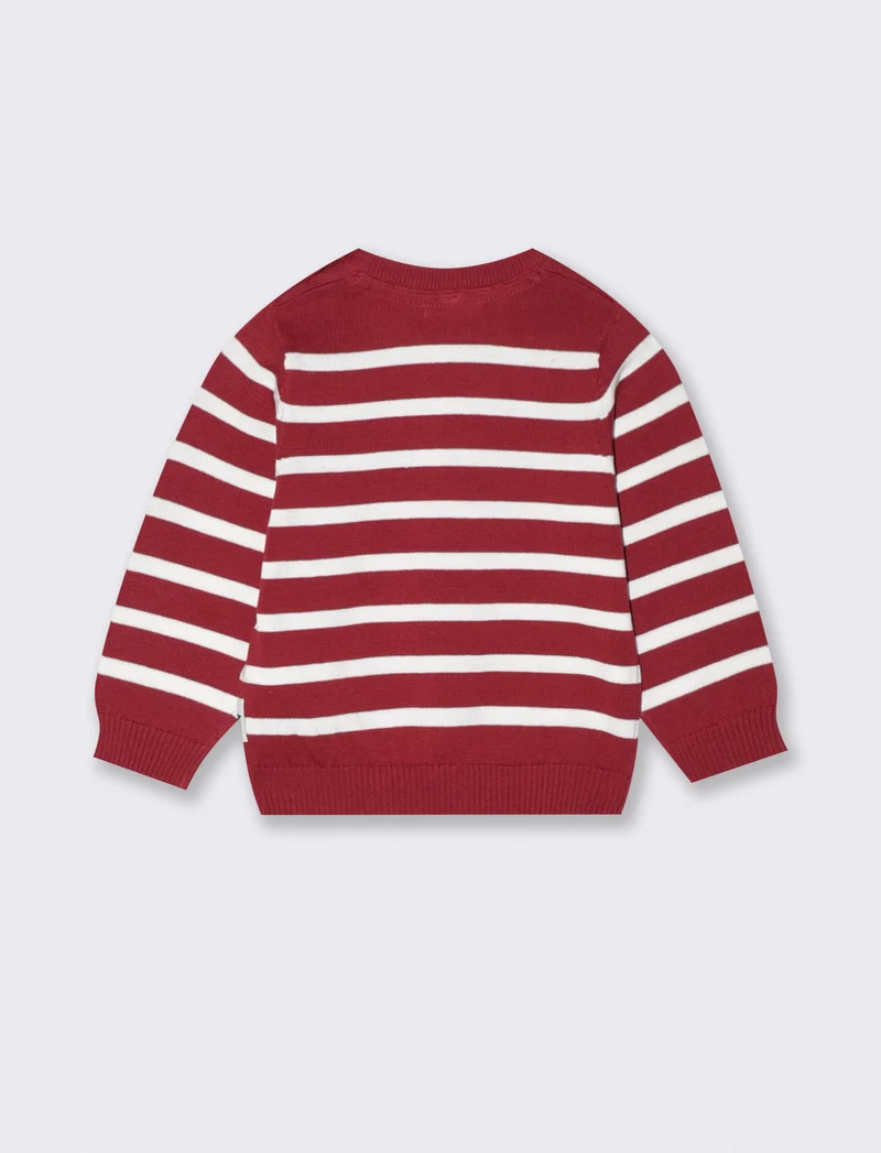 Maglione rigato girocollo basico e trendy - Bordeaux
