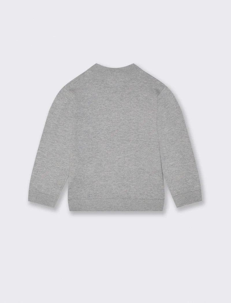 Cardigan basico con zip e tasca canguro - Grigio mel.
