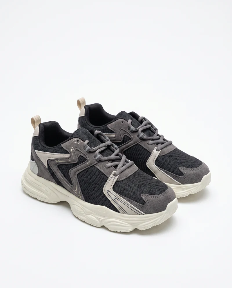 Sneakers nere multielementi da uomo - Grigio
