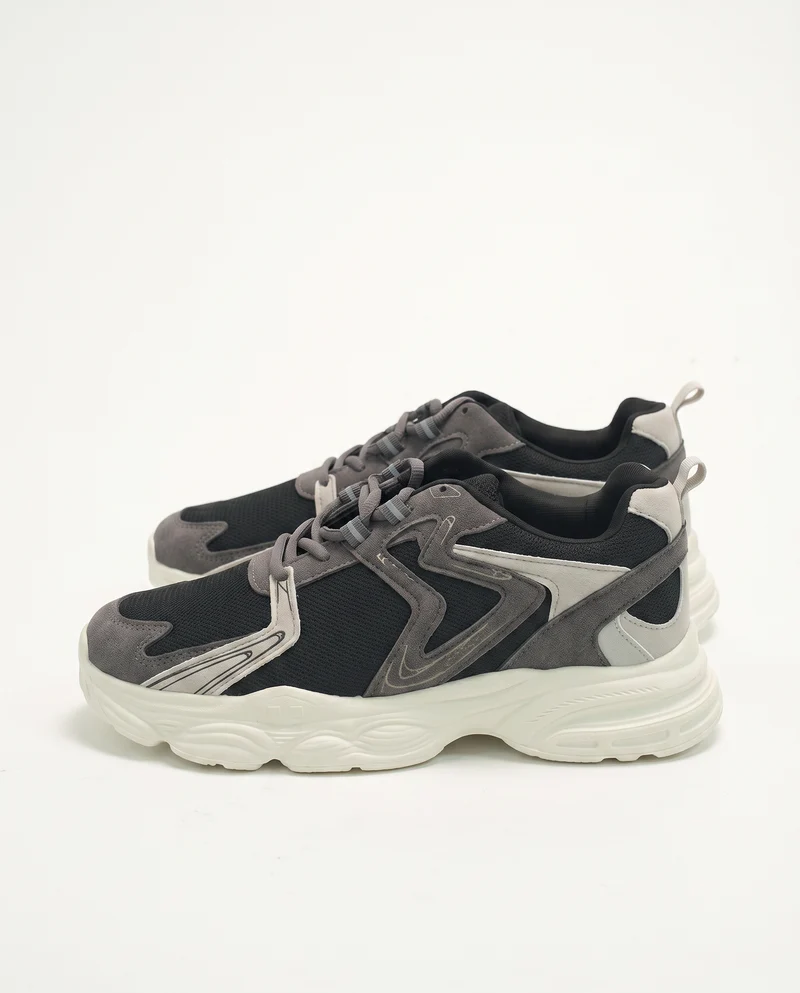 Sneakers nere multielementi da uomo - Grigio