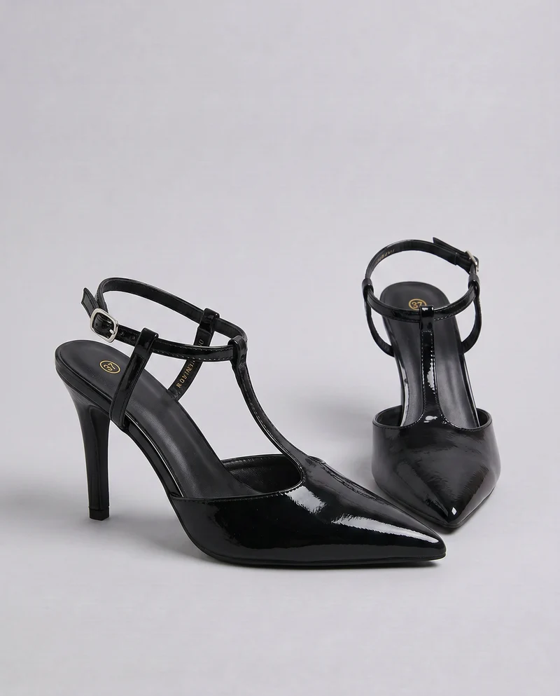 Slingback da con tacco a spillo 100 mm - Nero