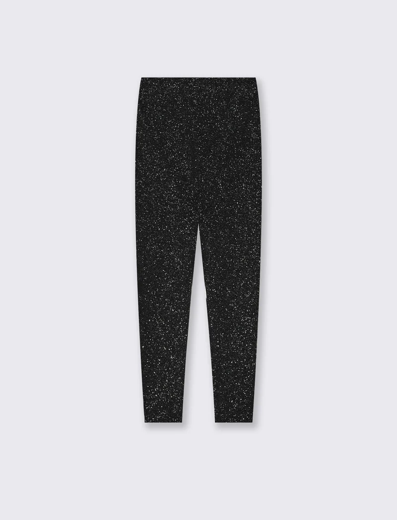 Leggings lunghi brillantinati e caldi - Nero