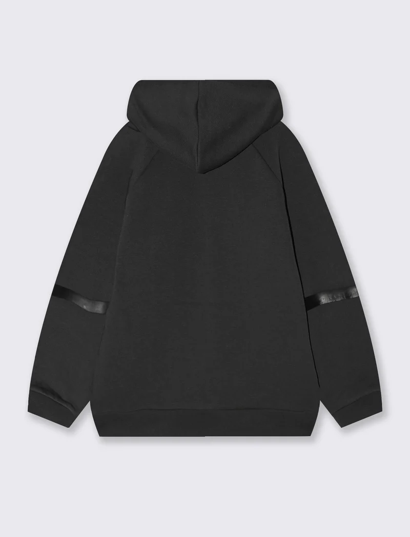 Felpa aperta con cappuccio e zip - Grigio piombo