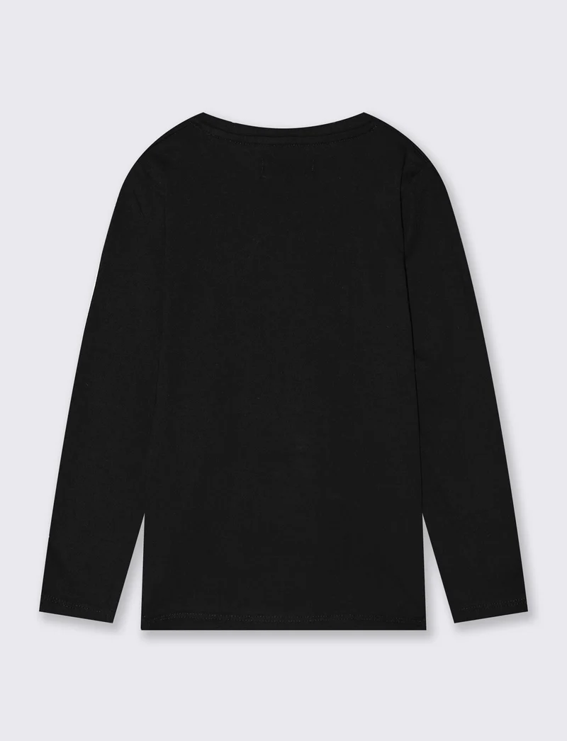 Maglia in cotone manica lunga - Nero
