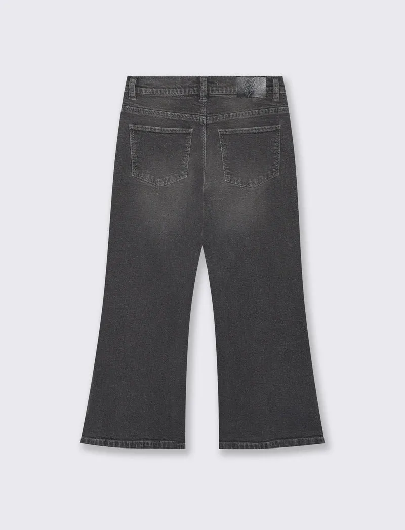 Jeans flare fit in denim elastico cinque tasche - Grigio scuro