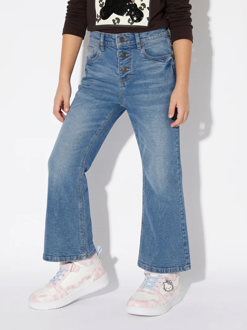 Jeans flare fit in denim elastico cinque tasche - Denim