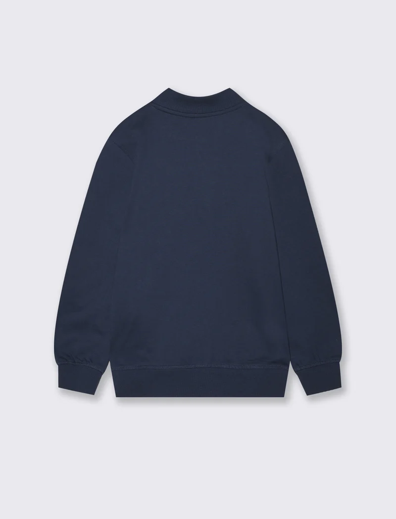 Felpa collo alto con zip e tascone - Blu