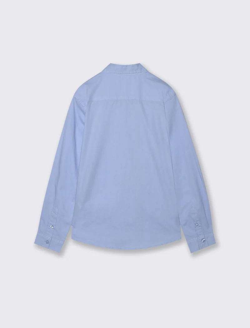 Camicia maniche lunghe in popeline di cotone - Azzurro