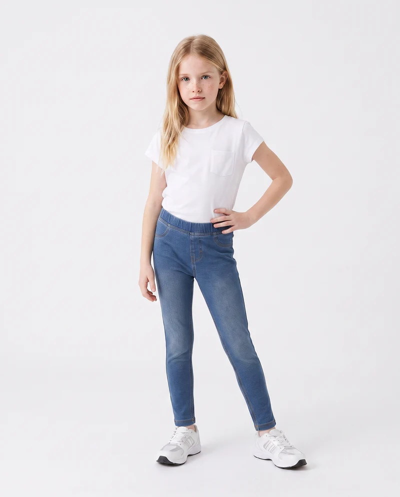 Jeggings in cotone elastico effetto denim - Denim