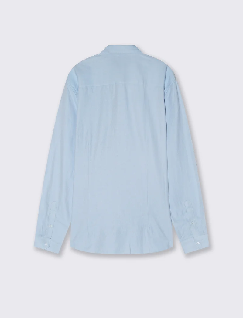 Camicia Oxford Regular Fit con Colletto Francese - Celeste