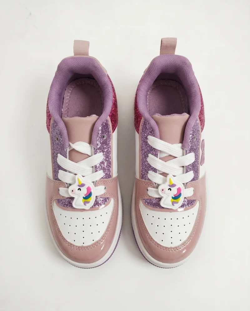 Sneakers multicolor con unicorno per bambina - Bianco