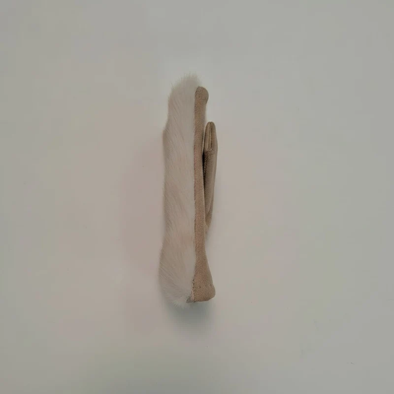 Guanti senza dita in finta pelliccia - Beige