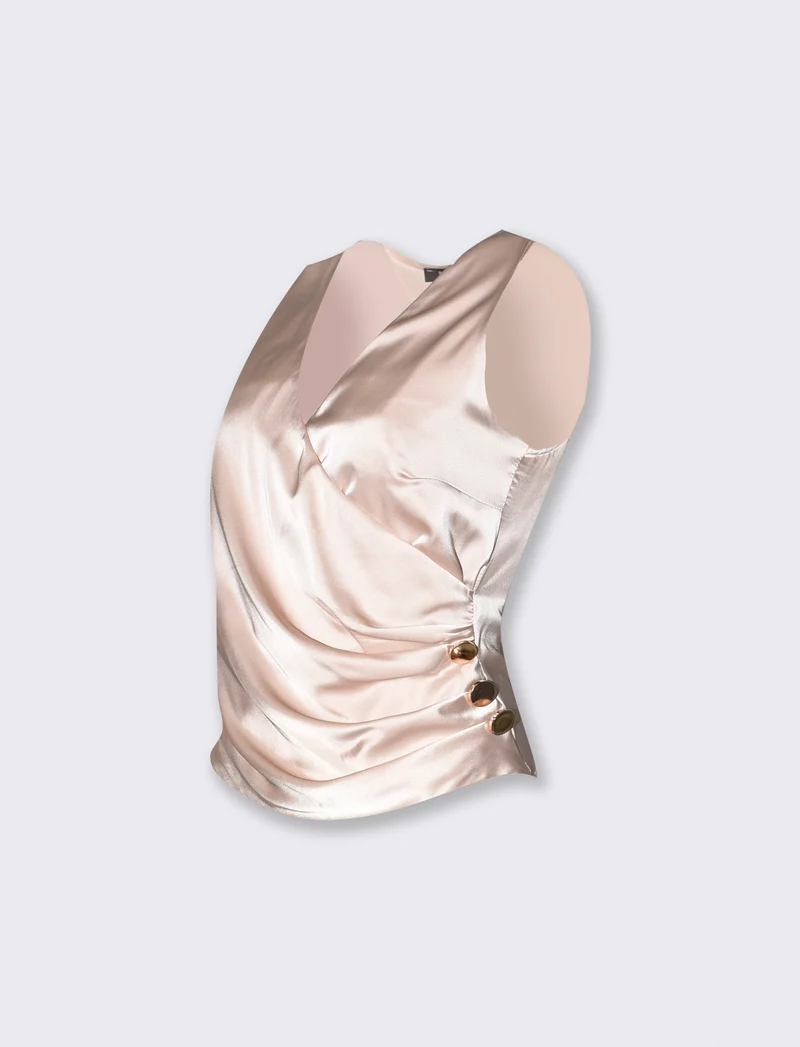Top incrociato davanti con applicazioni donna - Beige