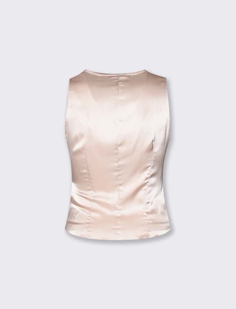 Top incrociato davanti con applicazioni donna - Beige