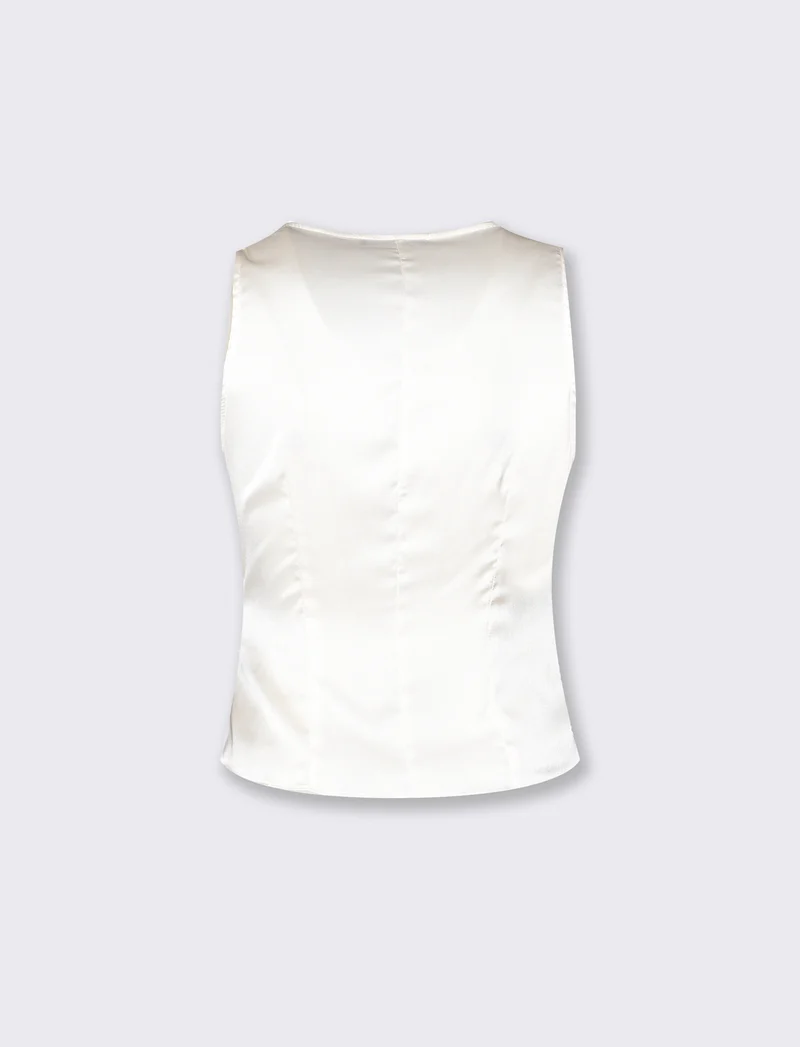 Top incrociato davanti con applicazioni donna - Bianco latte