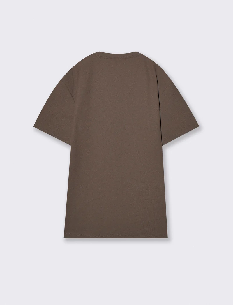 T-shirt girocollo micro waffle regular fit - Moro