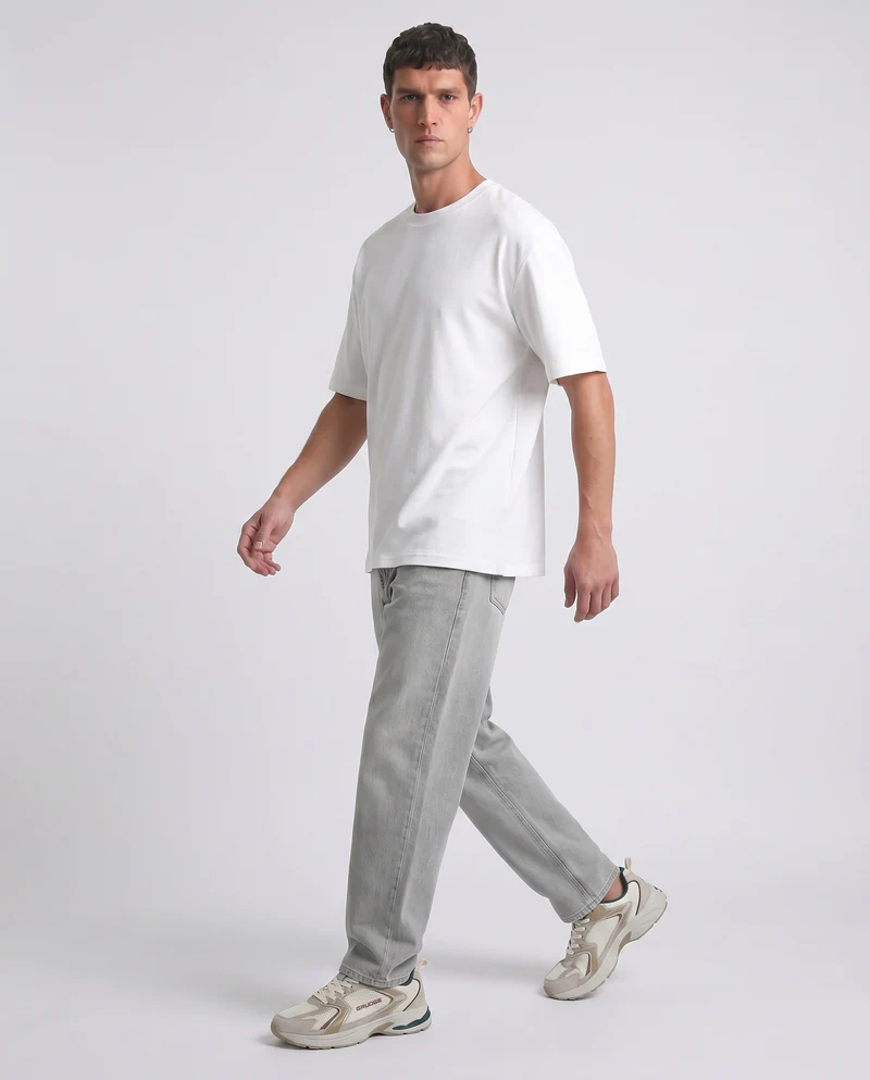 T-shirt girocollo micro waffle regular fit - Bianco