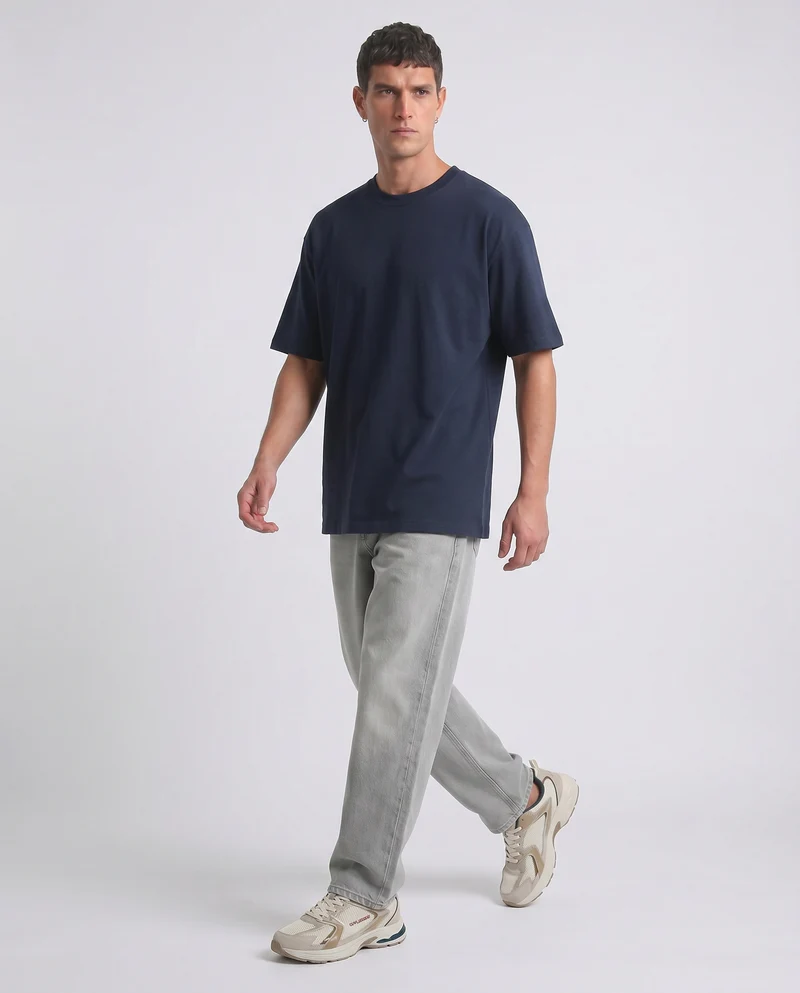 T-shirt girocollo micro waffle regular fit - Blu