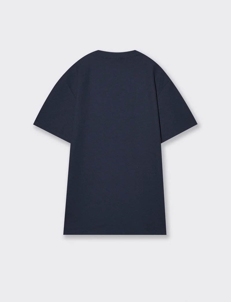 T-shirt girocollo micro waffle regular fit - Blu