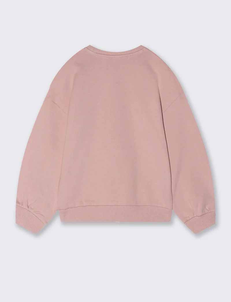 Felpa da bambina girocollo garzata - Rosa