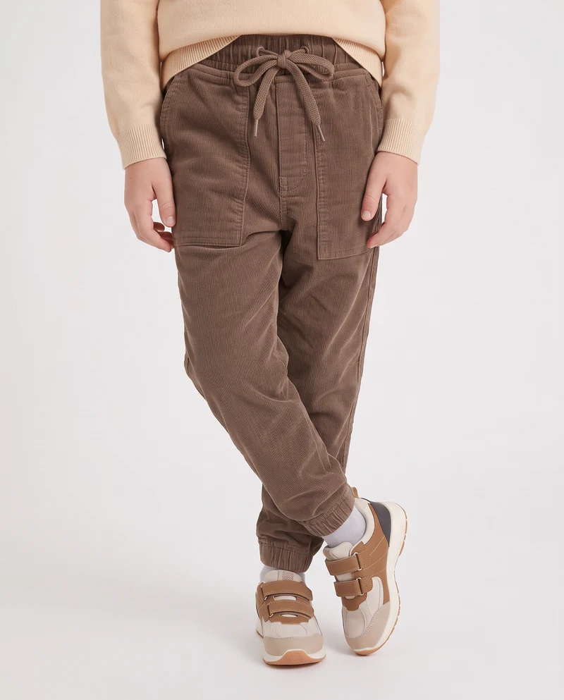 Jogger in velluto a coste per l'inverno - Marrone chiaro