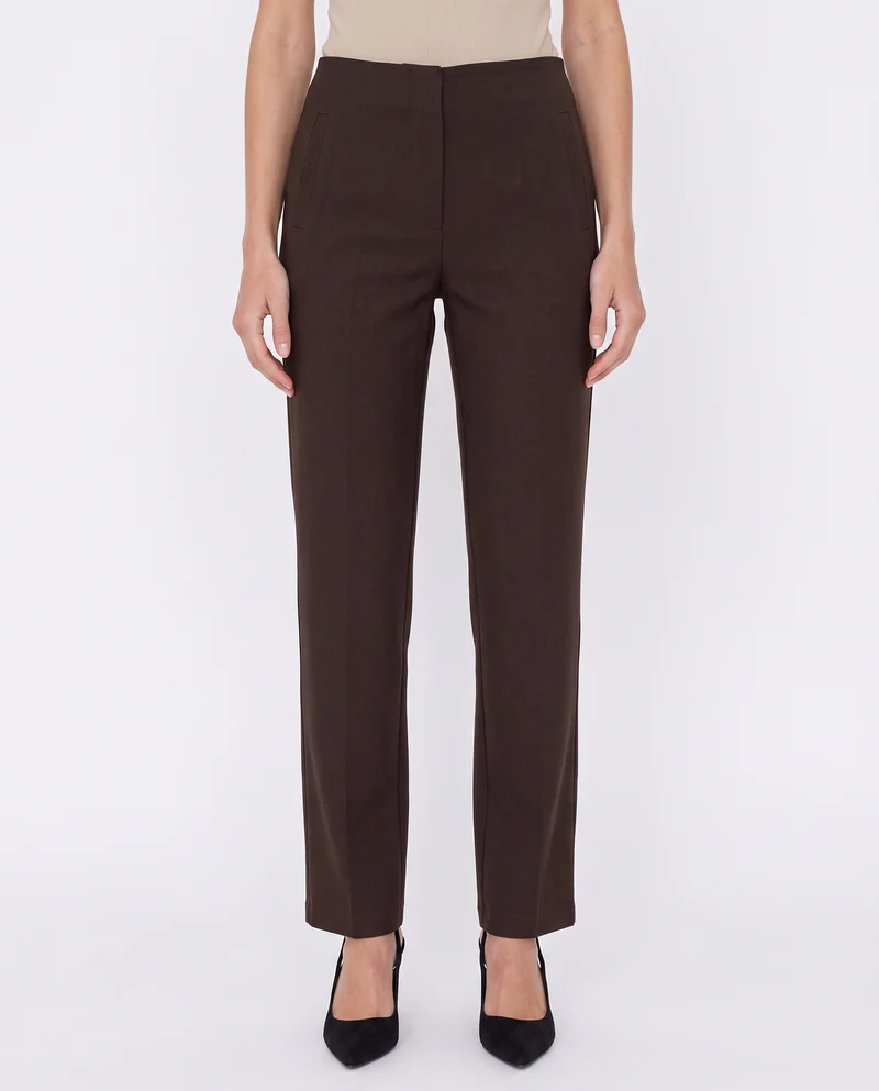 Pantalone skinny a vita alta flare - Moro
