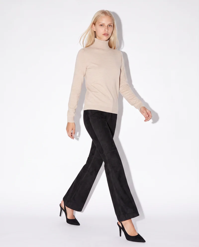 Pantalone elastico flare con vita comoda - Nero