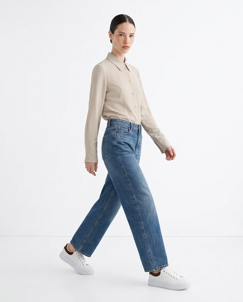 Camicia Slim con Pinces Elegante - Avorio