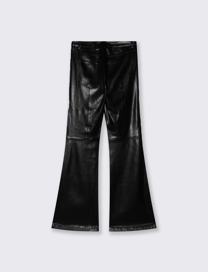 Pantaloni flare in similpelle eleganti - Nero