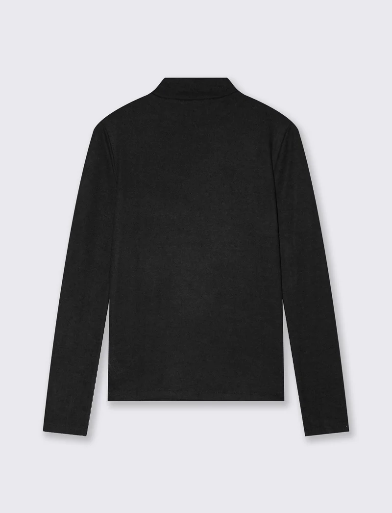 T-shirt basica manica lunga collo alto - Nero