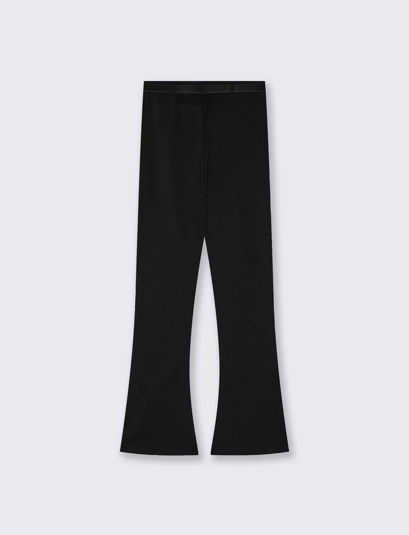 Fuseaux flare con cintura elastica - Nero