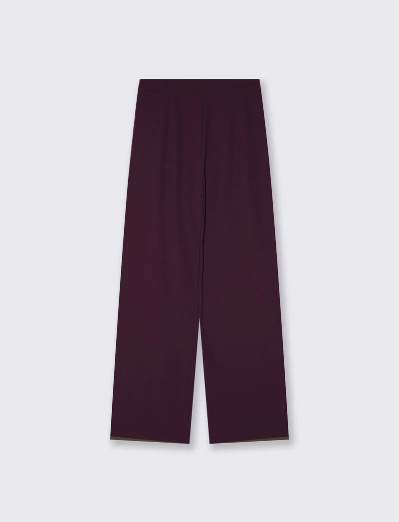 Pantalone wide leg con cintura e pieghe - Bordeaux