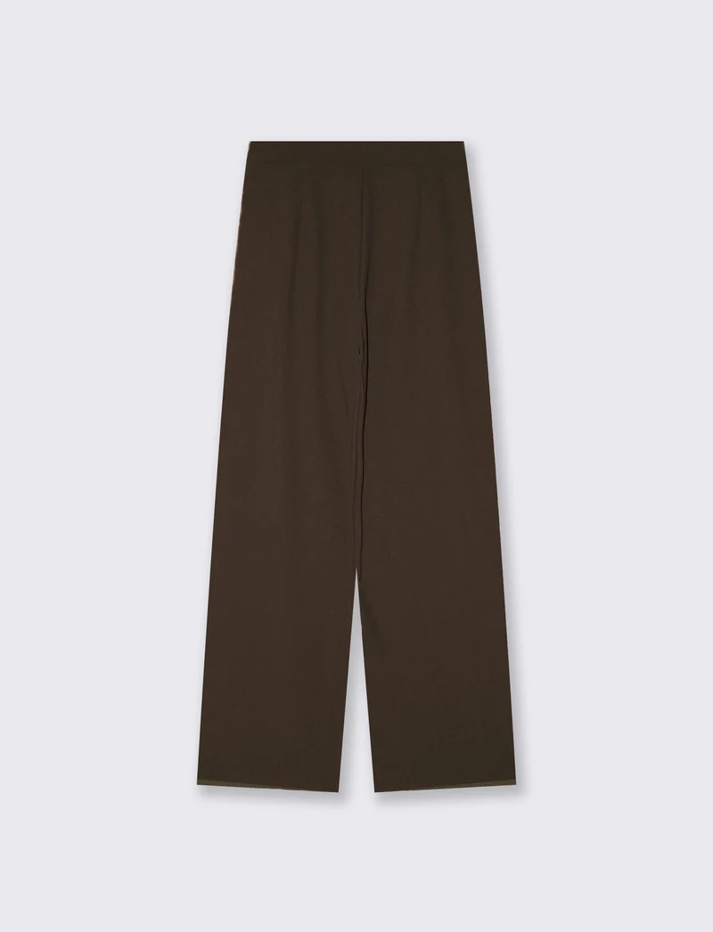 Pantalone wide leg con cintura e pieghe - Moro