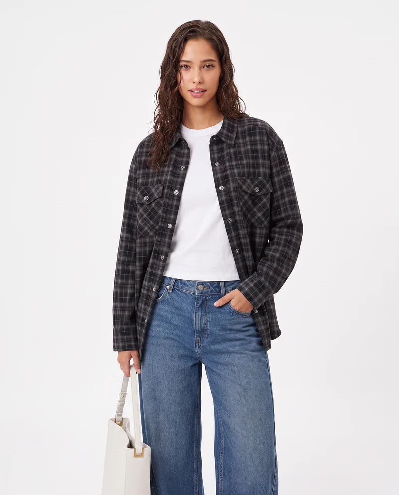 Camicia a quadri manica lunga con tasche - var 2