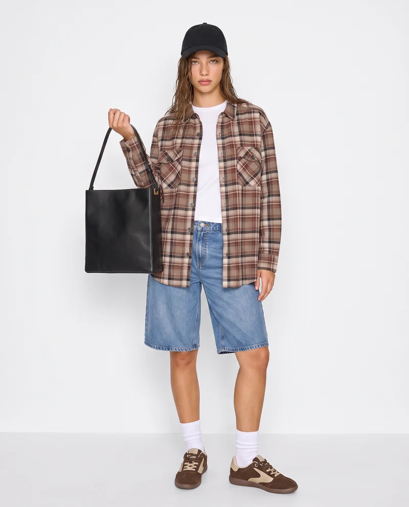 Camicia a quadri manica lunga con tasche - var 1