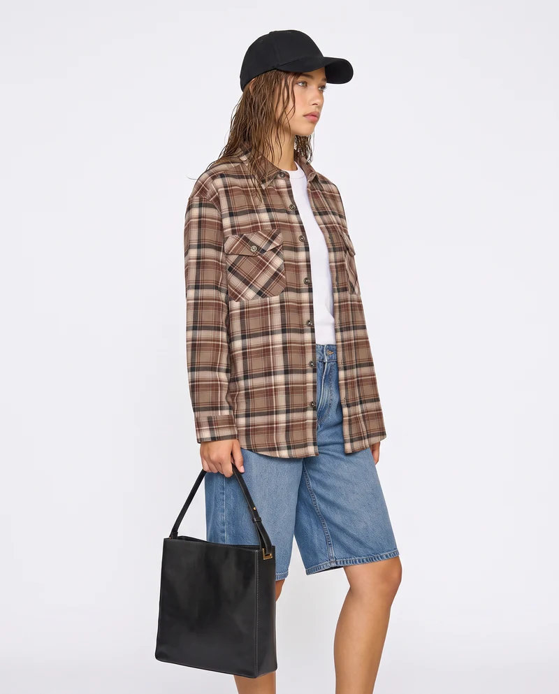 Camicia a quadri manica lunga con tasche - var 1