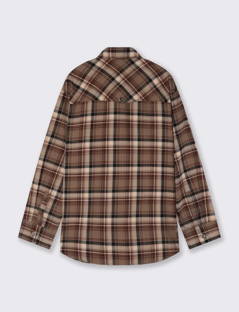 Camicia a quadri manica lunga con tasche - var 1