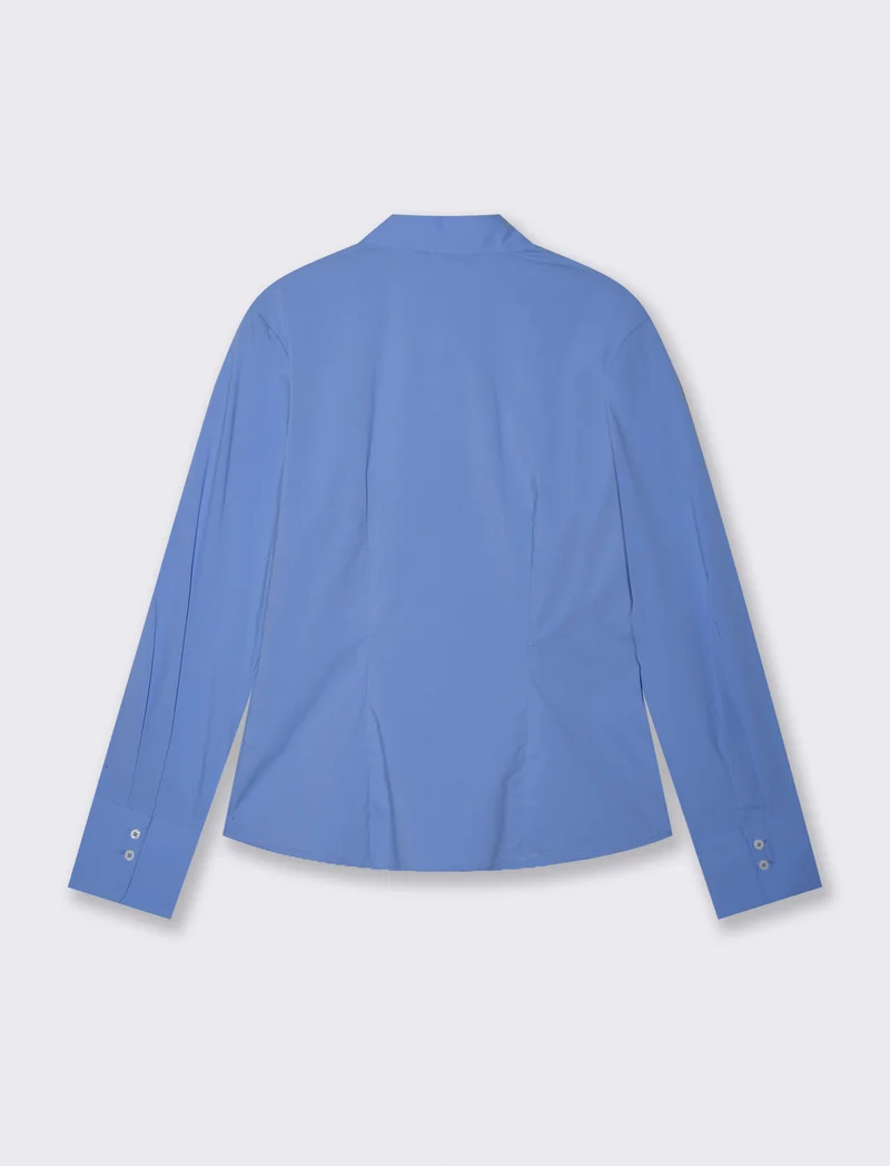 Camicia Manica Lunga Slim in Popeline - Celeste