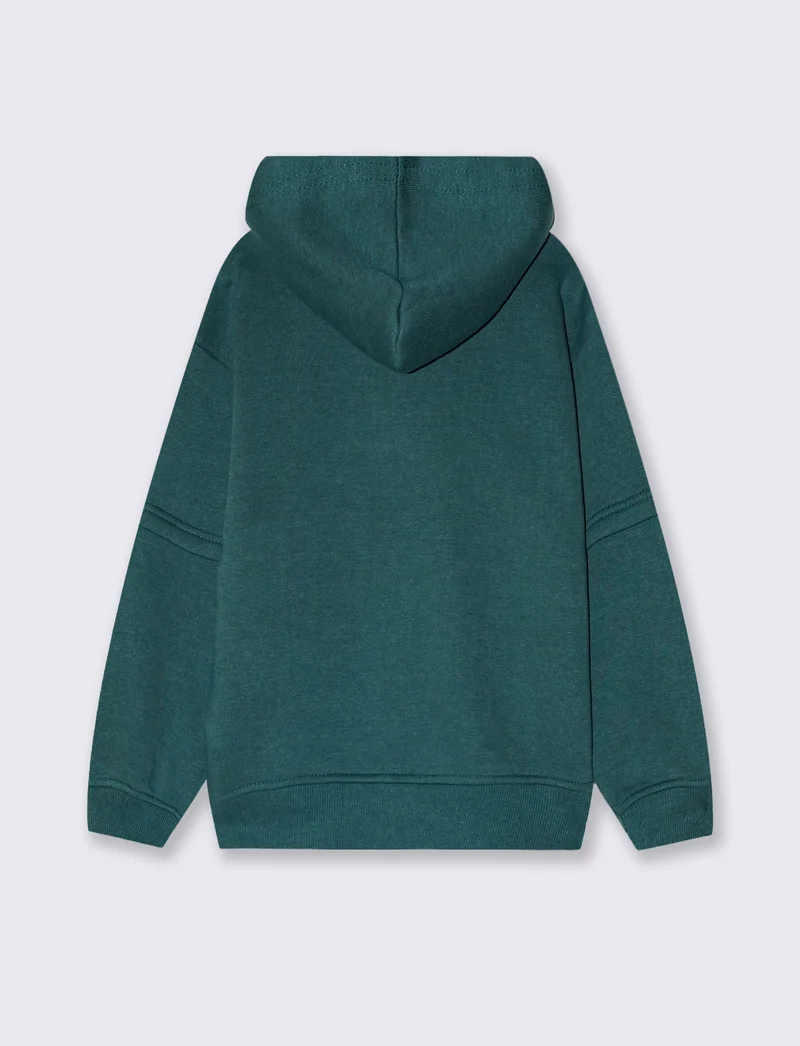 Felpa con cappuccio dallo stile college - Verde