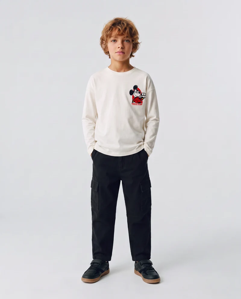 T-shirt maniche lunghe Mickey Mouse - Bianco latte