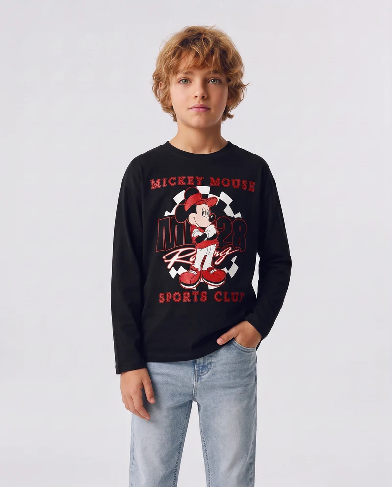 T-shirt maniche lunghe Mickey Mouse - Nero