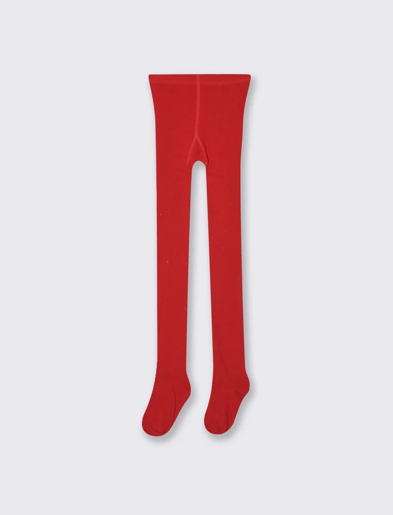 Calze da bambina con strass decorativi - Rosso