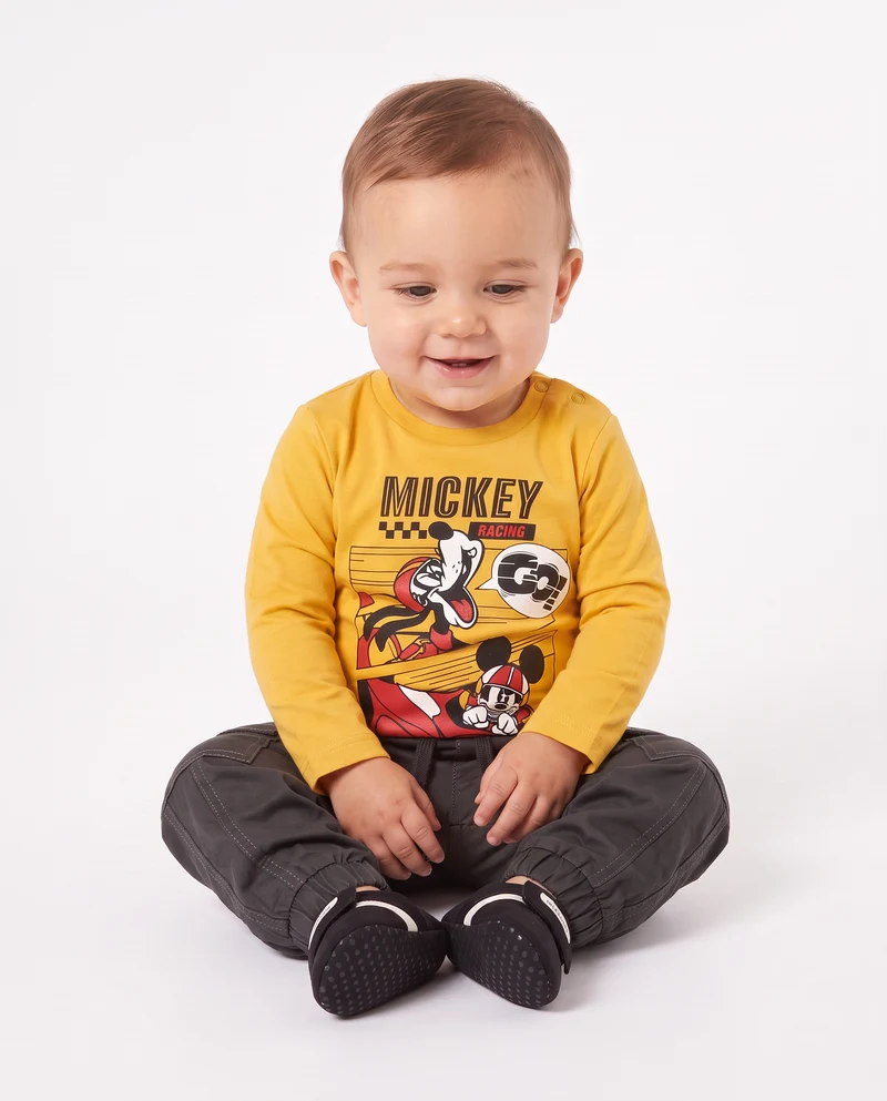 T-shirt Mickey Mouse manica lunga ocra - Ocra