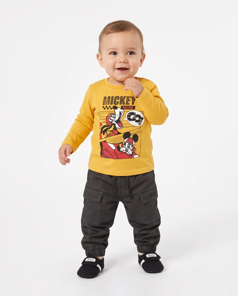 T-shirt Mickey Mouse manica lunga ocra - Ocra